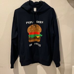 Uniqlo Black Hoodie with Burger Graphic